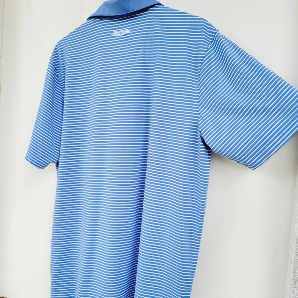 Straight Down Mens Polo Golf Athletic Shirt Blue Stripes Size Large - Picture 12 of 14